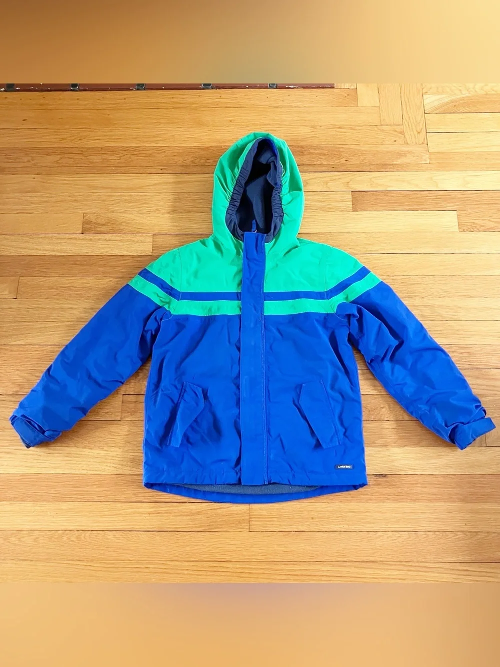 Lands End Blue Green Fleece Lined Outdoor Snow Ski Winter Jacket 10-12